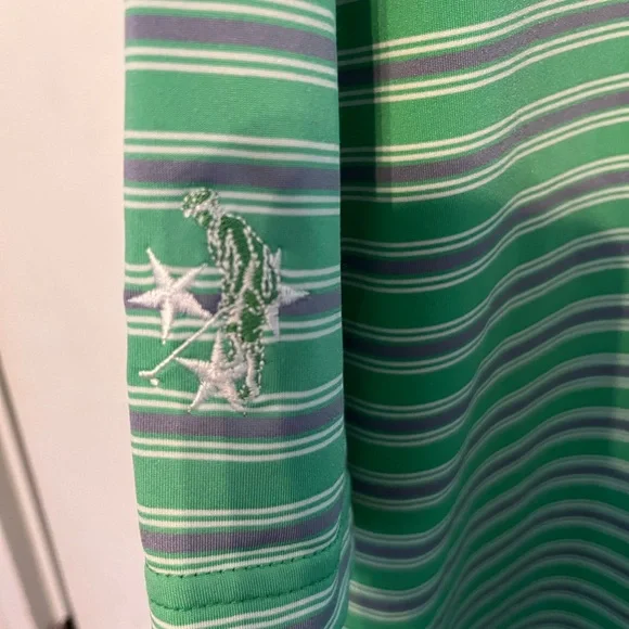 Peter Millar Men's Green Striped Polo Shirt - Picture 5 of 5